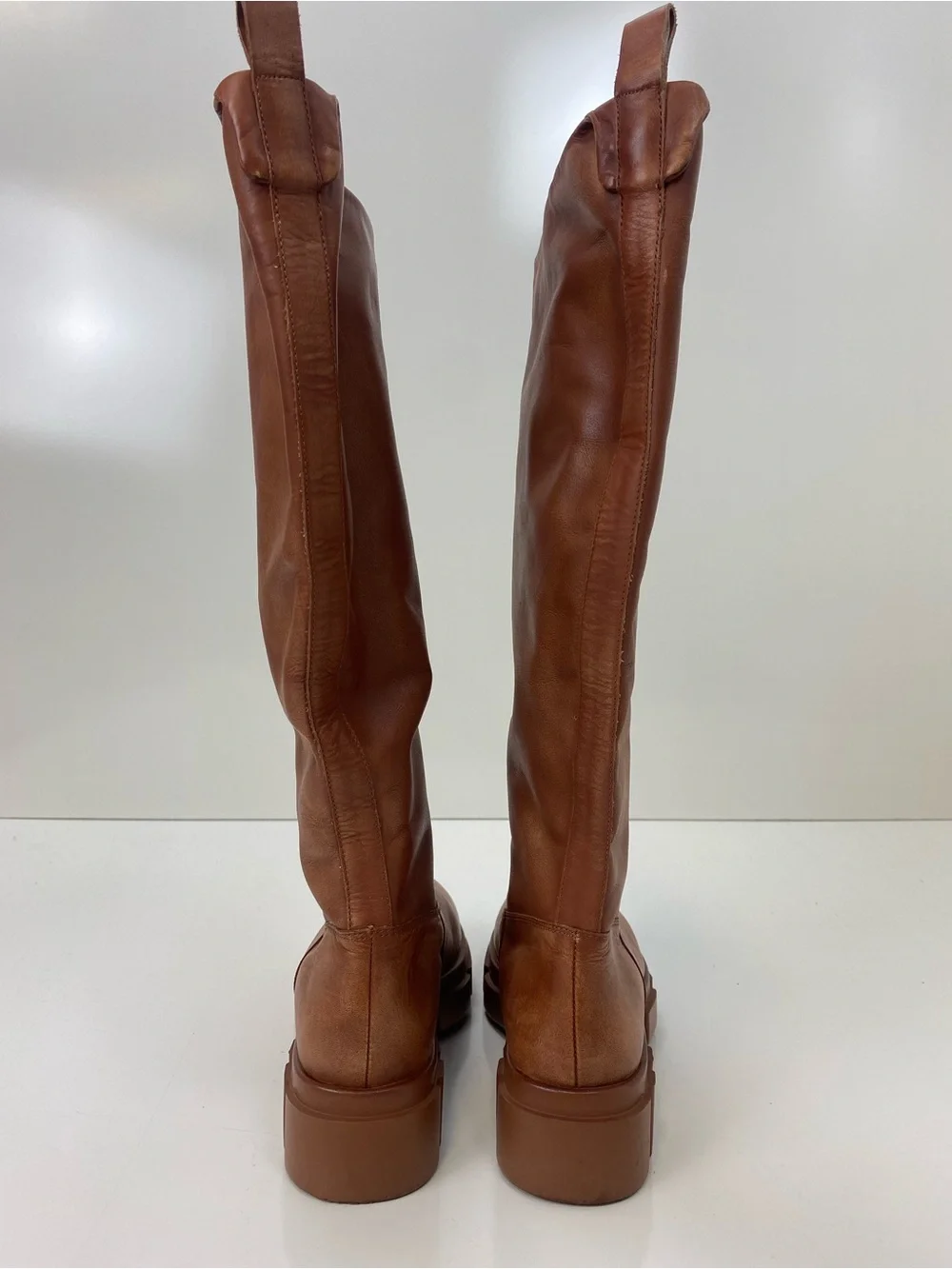 Free People Tall Chunky Lug-Sole Over-the-Knee Boots - Cognac Brown
